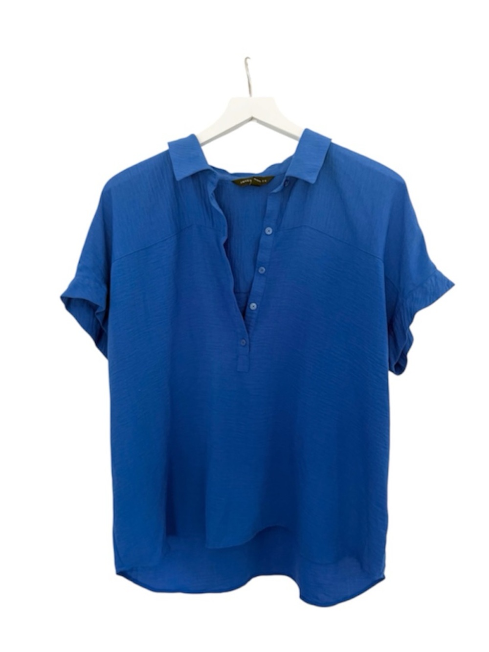 Investments Royal Blue Collared Blouse Dolman Sleeve Boxy Button Down Large